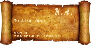 Mettler Apor névjegykártya